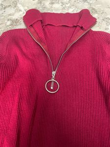 Burgundy Turtleneck Knit Top