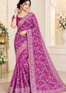 Elegant Pink Floral Saree