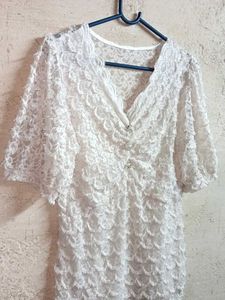 Partywear See-through Lace Top White