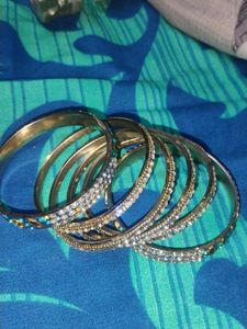 Blue silver bangles