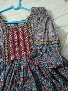 beautiful jaipuri print cotton short anarkali kurt