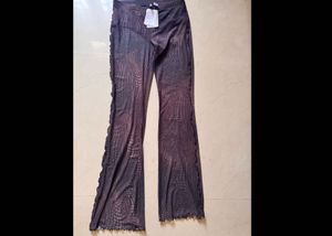 mesh crochet look pants