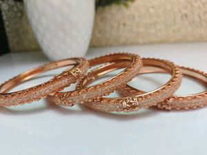 Rose Gold CZ Studded Bangles Set