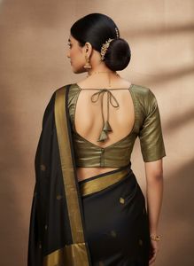 Designer Readymade Saree Blouse (Golden & black )
