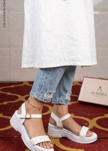 Chic White Platform Sandals