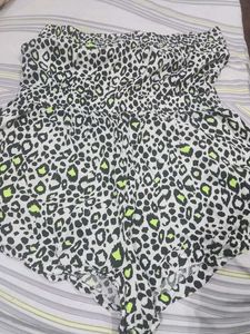 Leopard Print Strapless Romper Jumpsuit