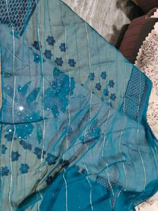 elegant teal blue organza suit