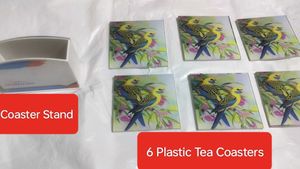 Bird Design 6 Coaster Set with Stand