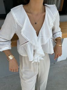 Boho White Ruffle Blouse