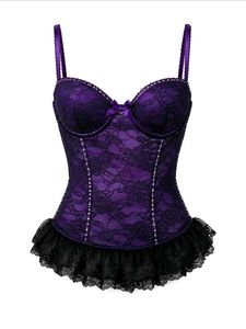 goth Purple & Black Lace Corset Top
