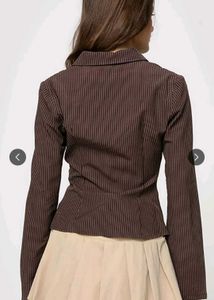Brown Striped Bell Sleeve Top