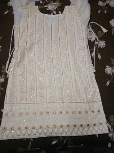 Elegant White Sequined Kurta