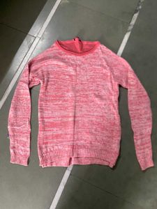Pink &amp; White Marled Knit Top