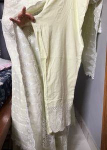Elegant pista color Chikankari Gown XL size