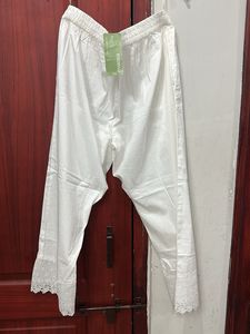 With tag Elegant White Lace Trim Palazzo Pants