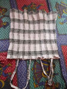 Chic Plaid Smocked Crop Top