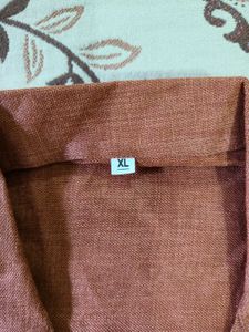 Unused Linen Stylish Rust Kurta with Pocket