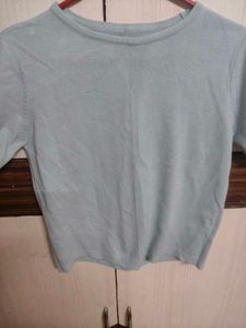 Light Blue Round Neck Short Sleeve T-Shirt