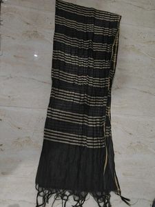 Black Striped Dupatta with Tassels