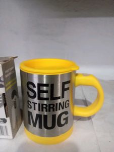Self Stirring Mug - Yellow &amp; Silver