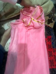 Elegant Pink &amp; Gold Saree
