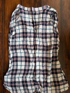 Plaid Sleeveless Button-Up Tunic Top