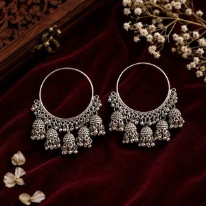 Jhumka Oxidised Hoop Earrings