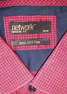 Men's Red Checkered Cotton Shirt