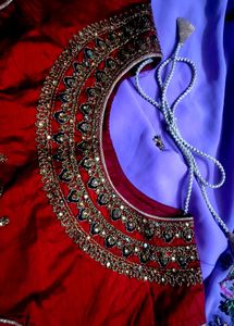 Designer Red Embroidered Blouse