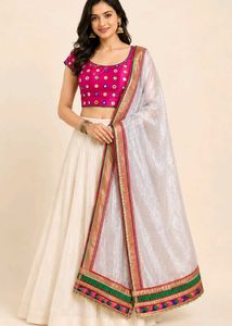 Pink Embellished Blouse & Dupatta Navratri Dandiya