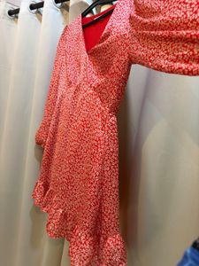 Red Floral Print Mini Dress