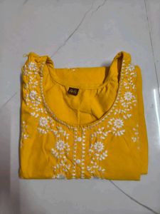 Vibrant Yellow Embroidered Kurta