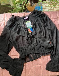 Sheer ruffled party top