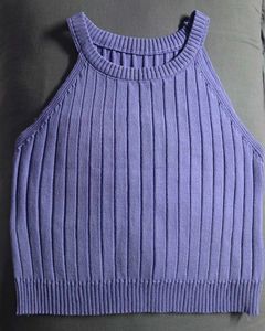 Lavender Ribbed Halter Crop Top