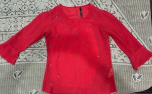 Red Embellished Top