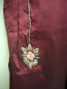 Maroon Embroidered Silk Kurta zardozi