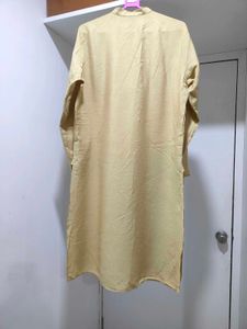 Men's Gold khadi silk Kurta with Subtle Embroidery