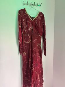 Embellished Red Kurta Set