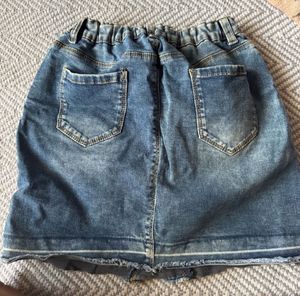 Denim Skirt with Colorful Trim