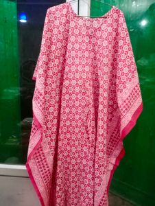 Pink Patterned Kaftan Dress