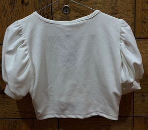 Chic White Ruched Cropped Top