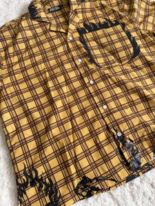 Yellow Plaid Flame Short Sleeve Shirt