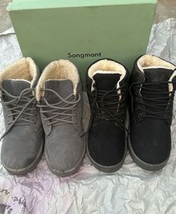 combo of 2 Winter Boots - Grey &amp; Black Pair