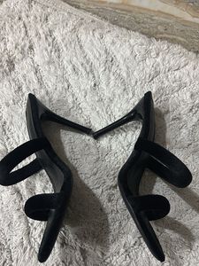 Black Velvet open Heels
