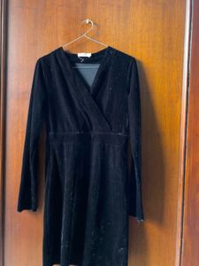 Black Velvet Wrap Dress