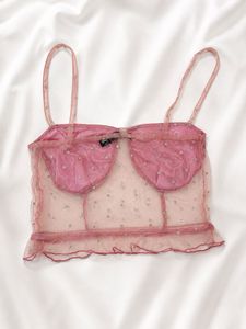 Sparkly Pink Sheer Crop Top