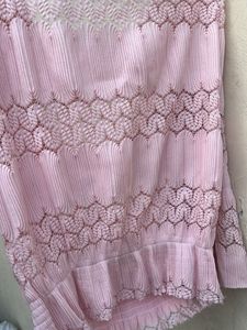 Pink Pleated Lace Top