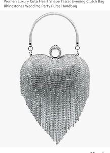 Heart Shape Tessel Rhinestone Clutch