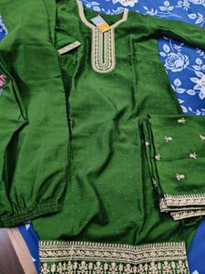 Green Ready Made Suit With Dupatta
