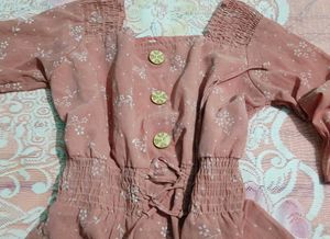 Cute Floral Print Smocked Top